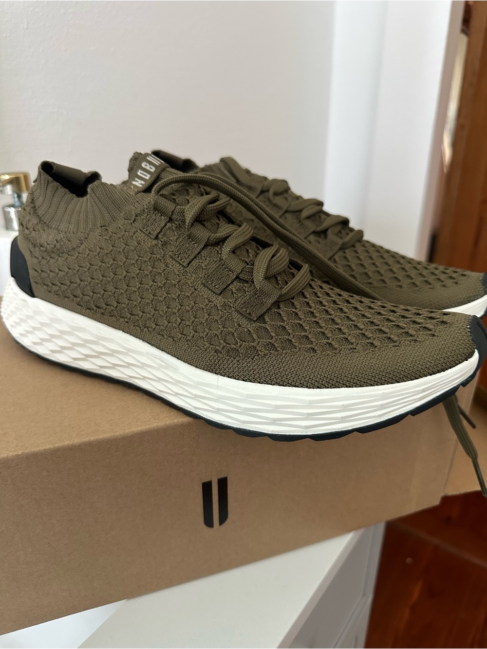 NOBULL Olive Green Knit Lace-Up Sneakers